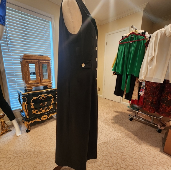 Virgo Midi Black Linen Halter Dress Size 16 Spring Summer - Picture 6 of 11